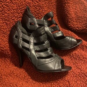 Franco Fortini black leather heels